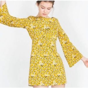 Zara Dresses Zara Trafaluc Retro Yellow Bell Sleeves Mini
